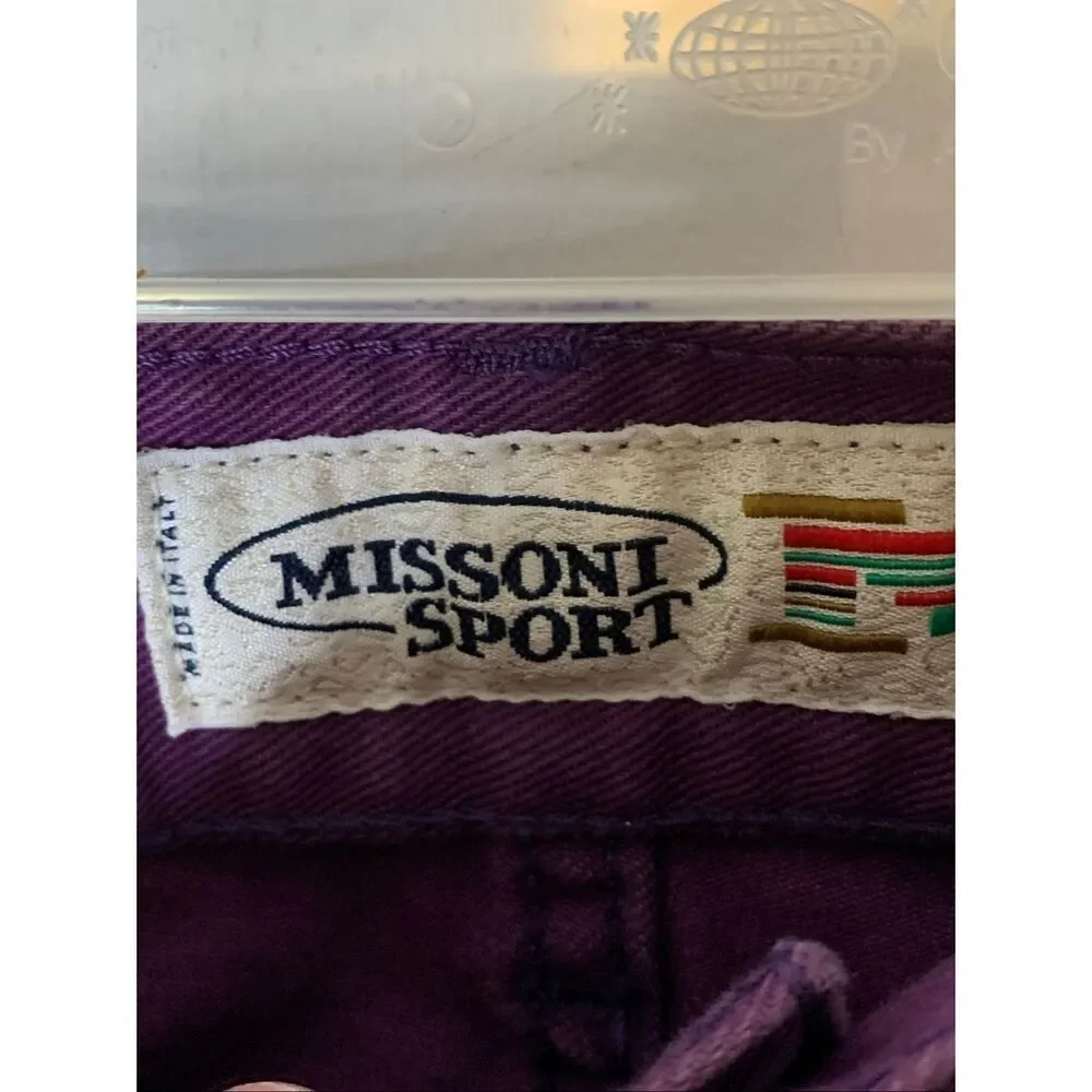VTG Missoni Sport Wide Leg 100% cotton Made In Italy pants purple size 54